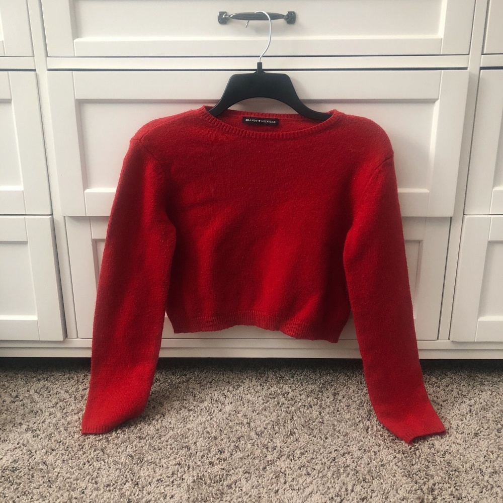 Brandy Melville Red Cropped Sweater
